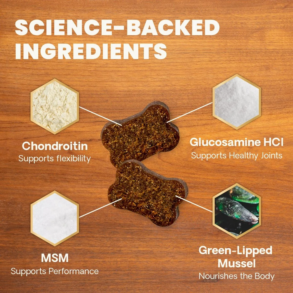 VetriScience Ultimate Strength Healthy Hip & Joint GlycoFlex Plus Soft Chews for Dogs, Duck Flavor