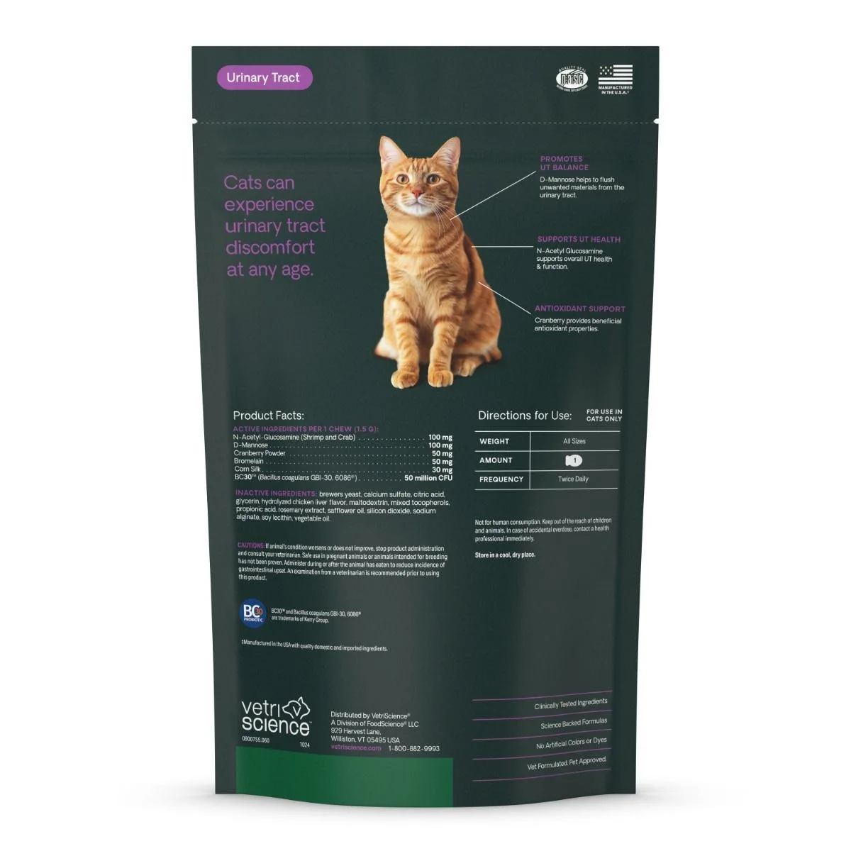 VetriScience UT Strength Urinary Tract Support for Cats (60 Soft Chews)