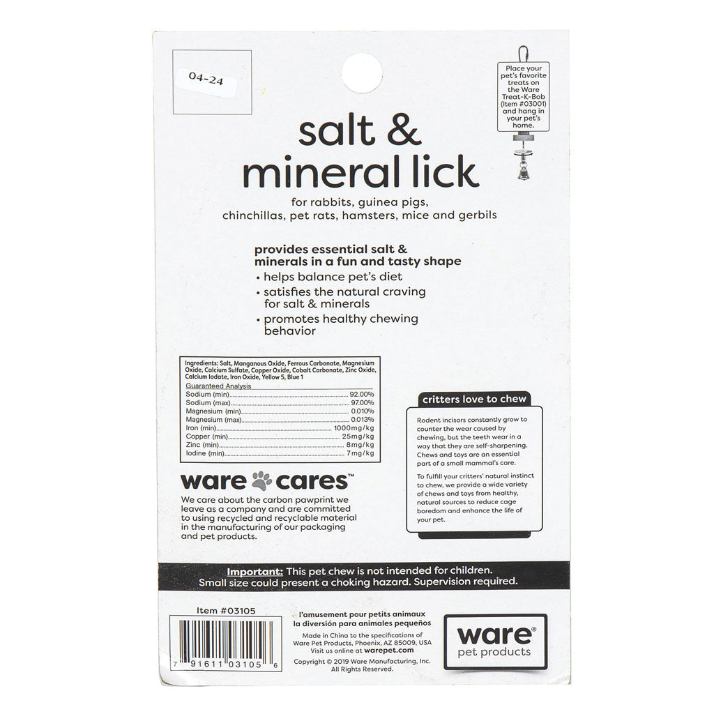 Ware Salt & Trace Mineral Lick for Small Animals, 2-count