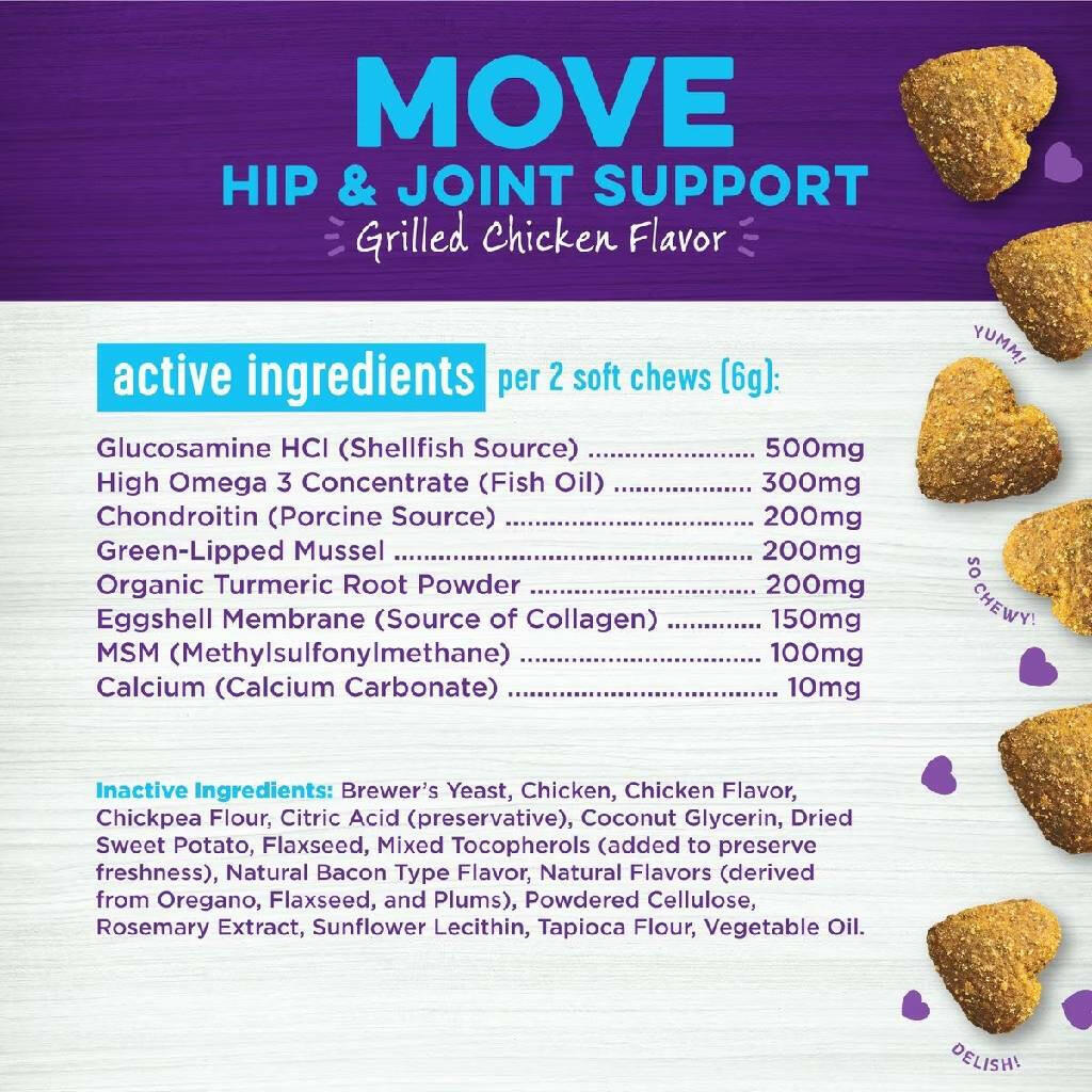Wellness Move Hip & Joint Support Chicken Flavor Chew Supplement for Dogs