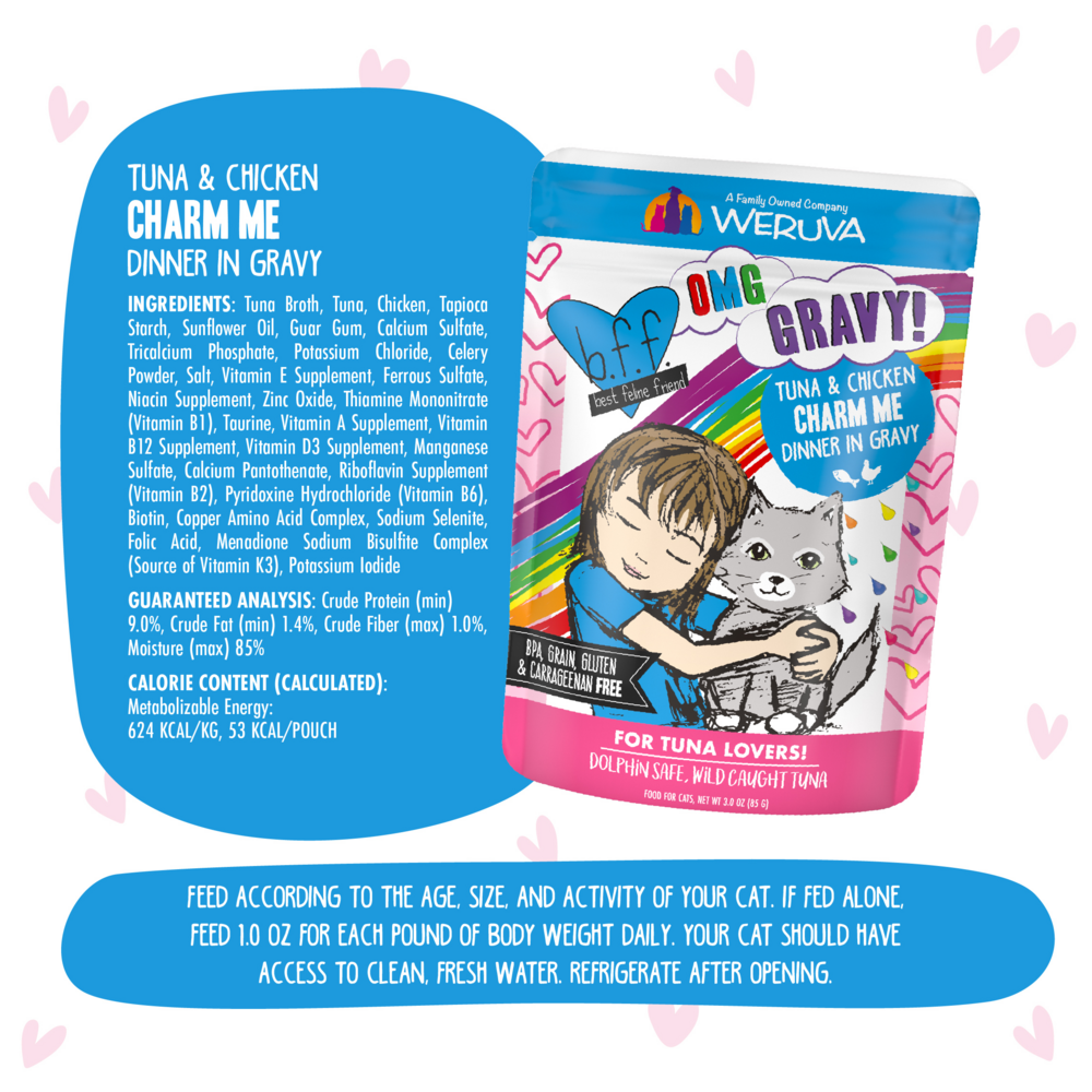 Weruva BFF Tuna & Chicken Charm Me Recipe Pouches Wet Cat Food, 3-oz, case of 12