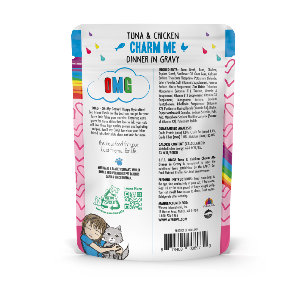 Weruva BFF Tuna & Chicken Charm Me Recipe Pouches Wet Cat Food, 3-oz, case of 12