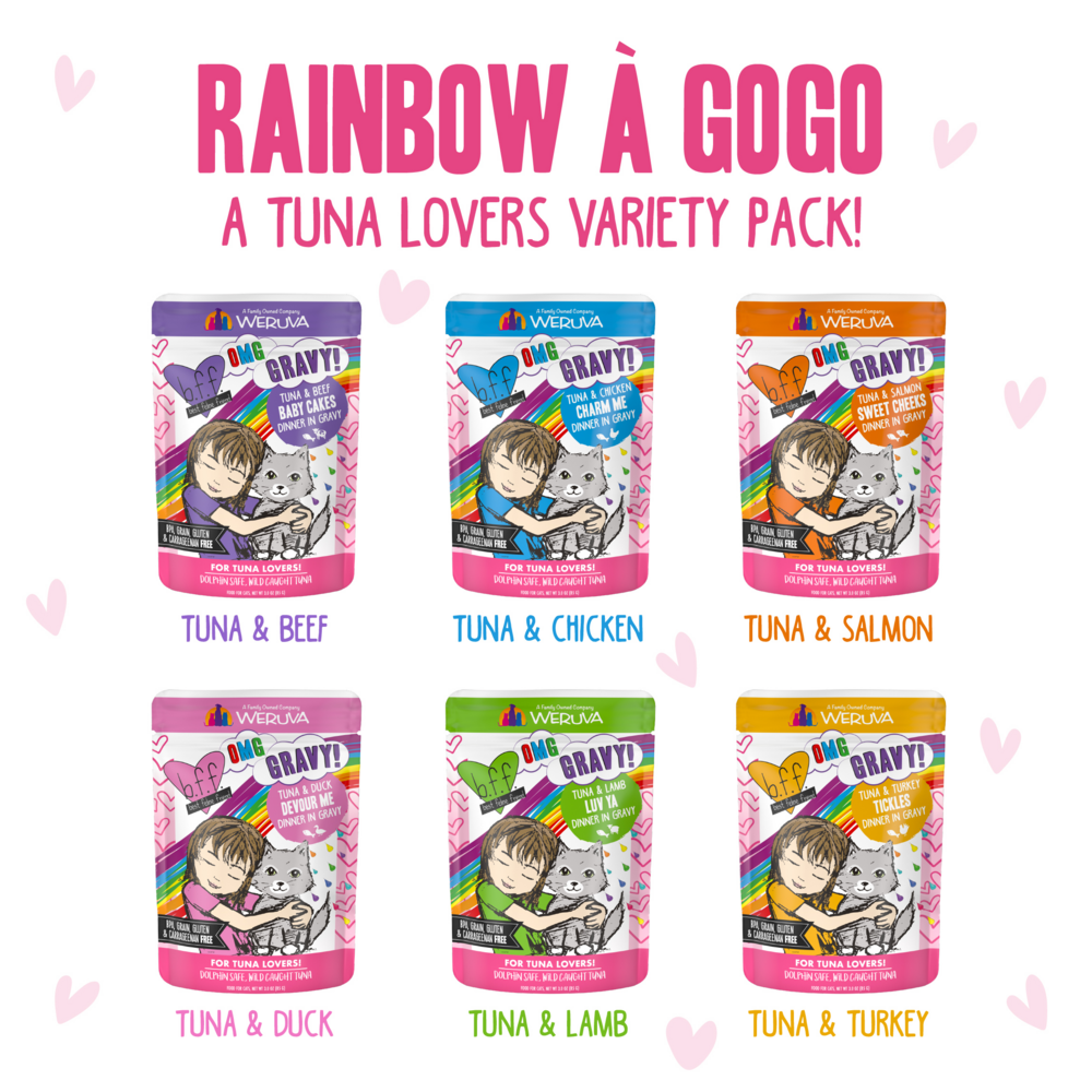 Weruva Grain Free BFF OMG Rainbow A Go Go Cat Variety Pouches Pack, 3-oz, case of 12
