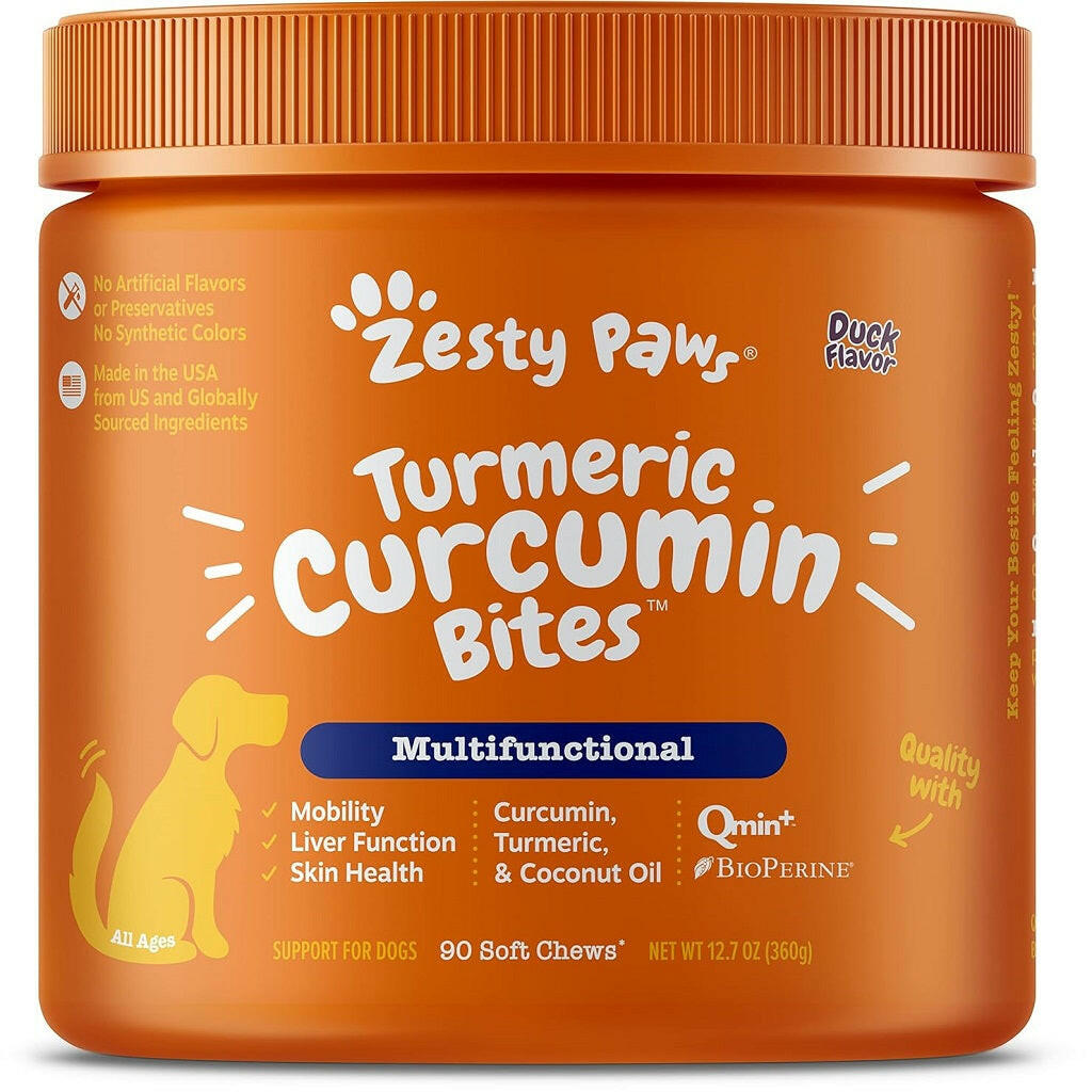 Zesty Paws Turmeric Curcumin Bites Duck Flavored Chews for Dog (90 ct)