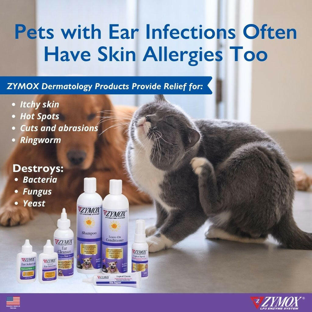 Zymox Ear Solution with 0.5% Hydrocortisone for Dogs & Cats (1.25 oz)