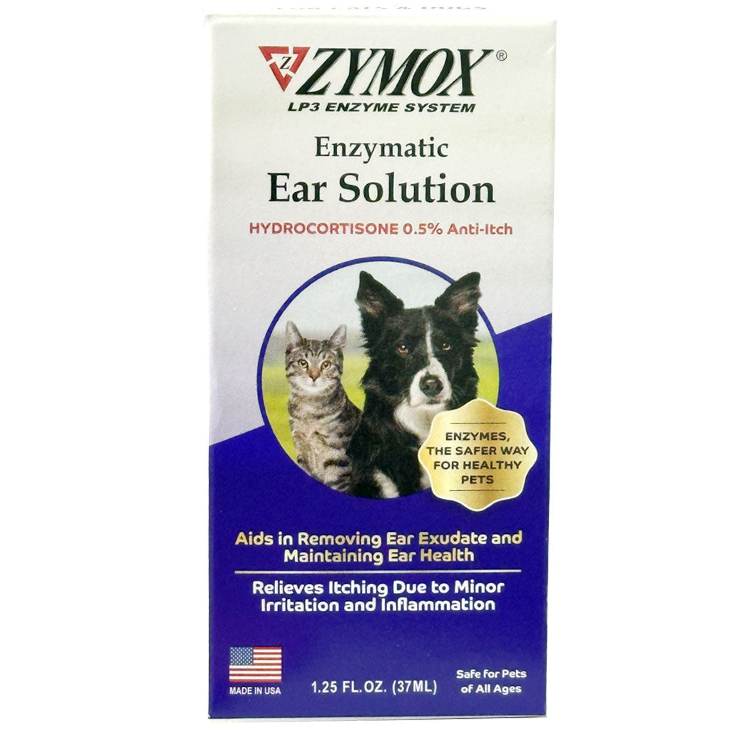Zymox Ear Solution with 0.5% Hydrocortisone for Dogs & Cats (1.25 oz)