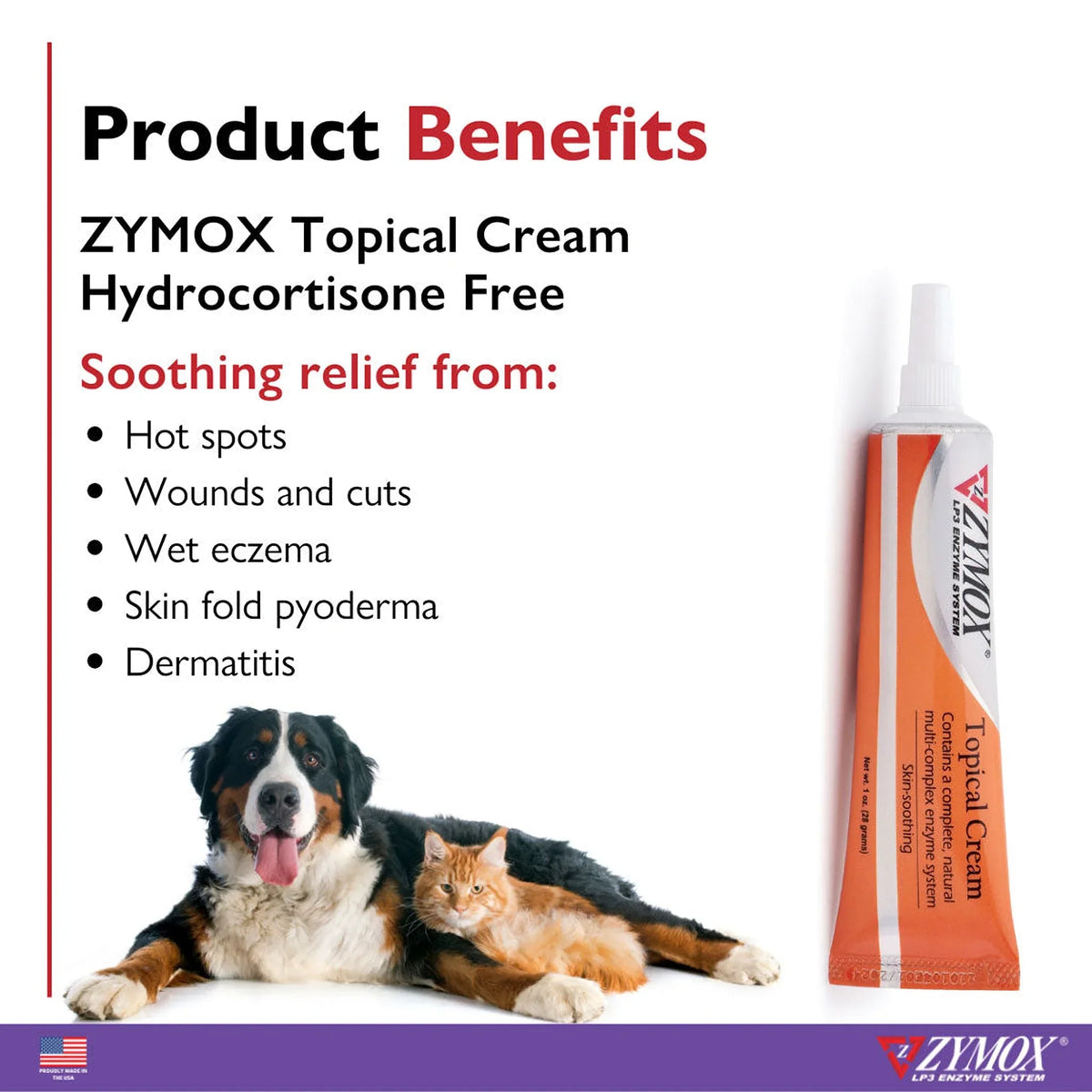 Zymox Topical Cream Without Hydrocortisone Free for Dogs & Cats